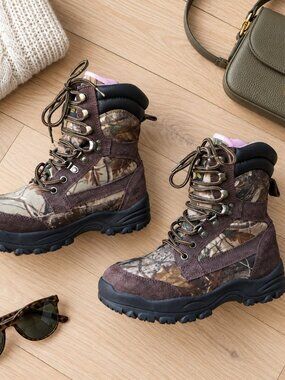 ✨ Itasca Camouflage Suede & Canvas Insulated Hiking Hunting Boots - Size 7 ✨